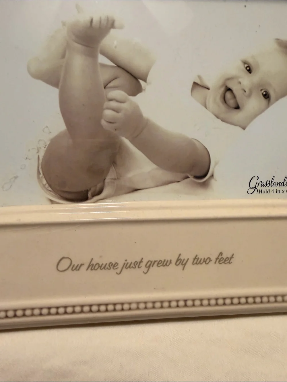 Grasslands Road Cream Picture Frame with Silver 'BABY' Accent - 4x6